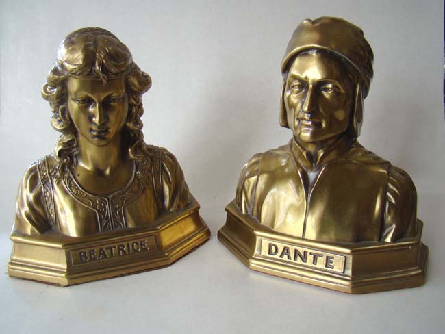 A pair of Beatrice and Dante bookends by the Philadelphia Manufacturing Company circa 1960